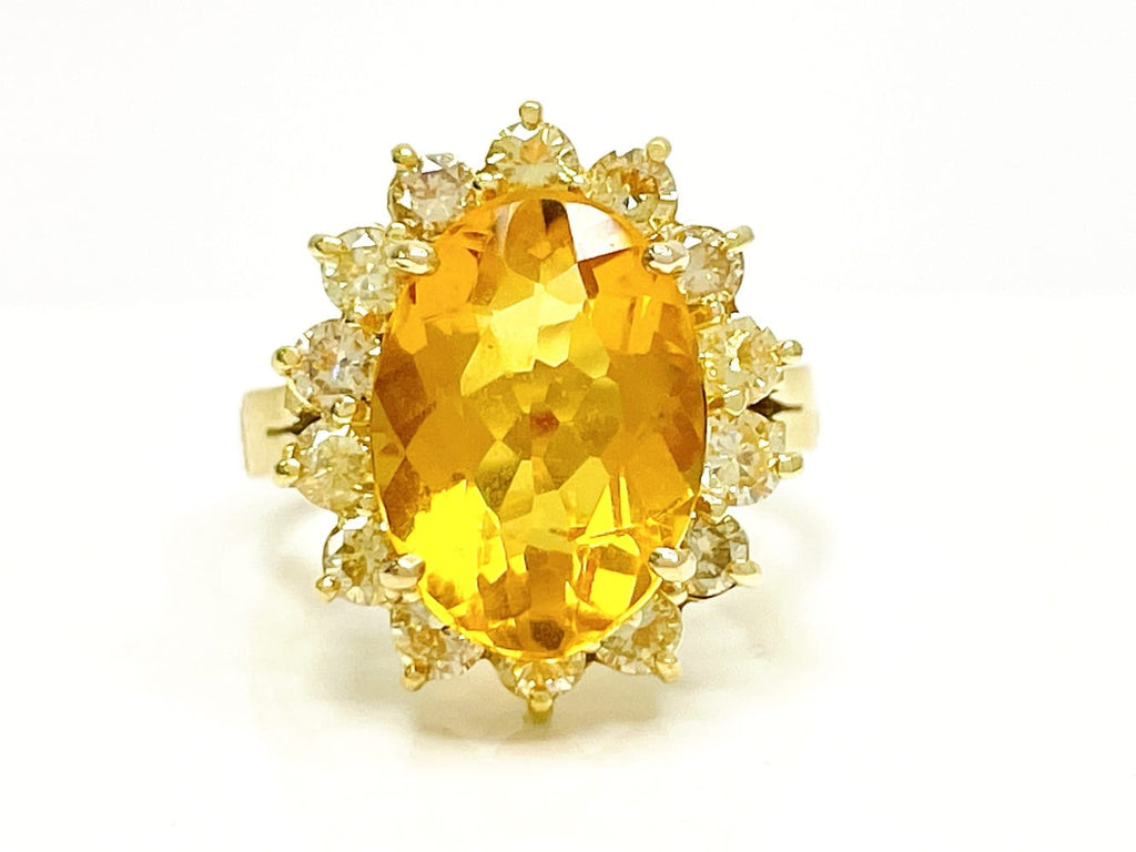 18K Yellow Gold Citrine Diamond Ring 6