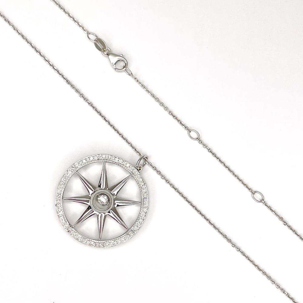 14K White Gold Floating Diamond Necklace 3