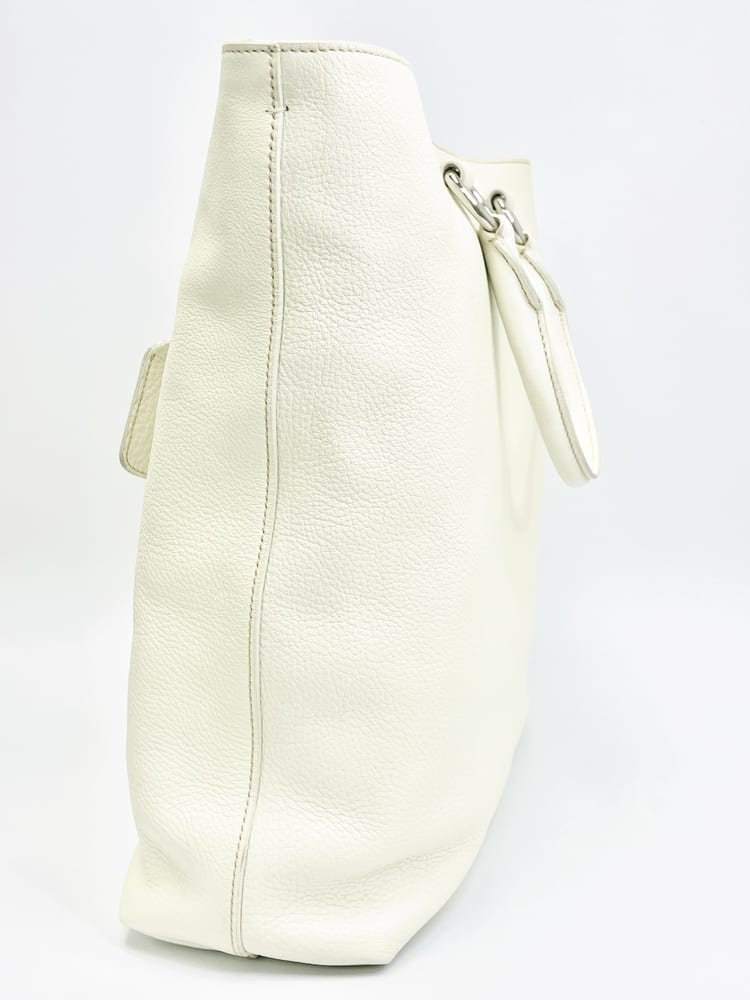 Prada Vitello Daino White Leather Bag 6