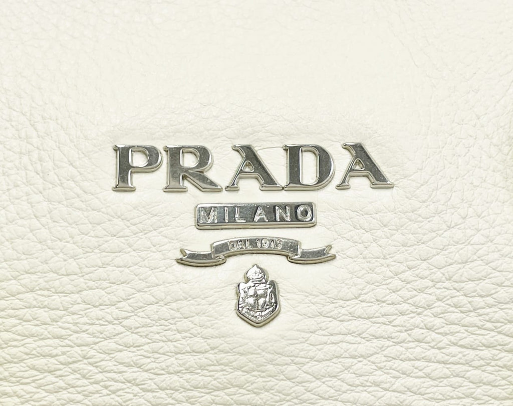 Prada Vitello Daino White Leather Bag 8