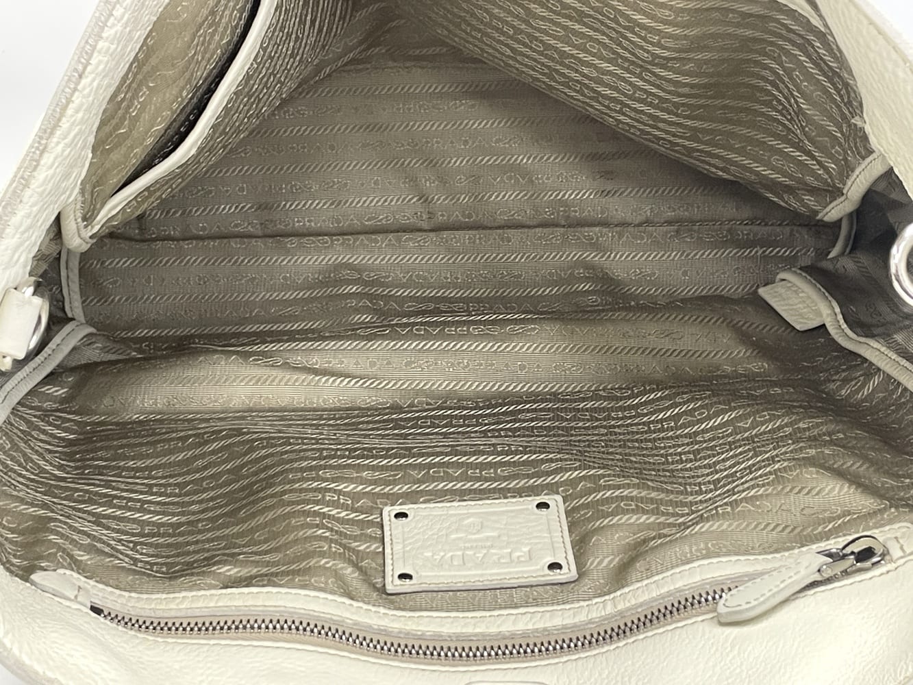 Prada Vitello Daino White Leather Bag 10