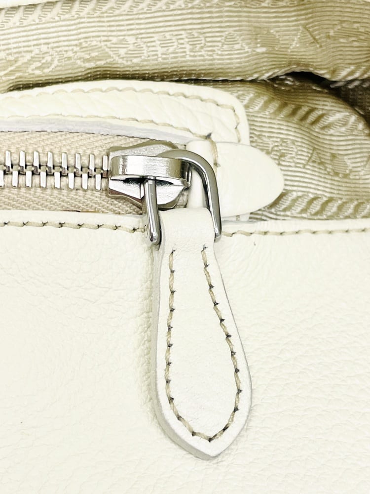 Prada Vitello Daino White Leather Bag 12