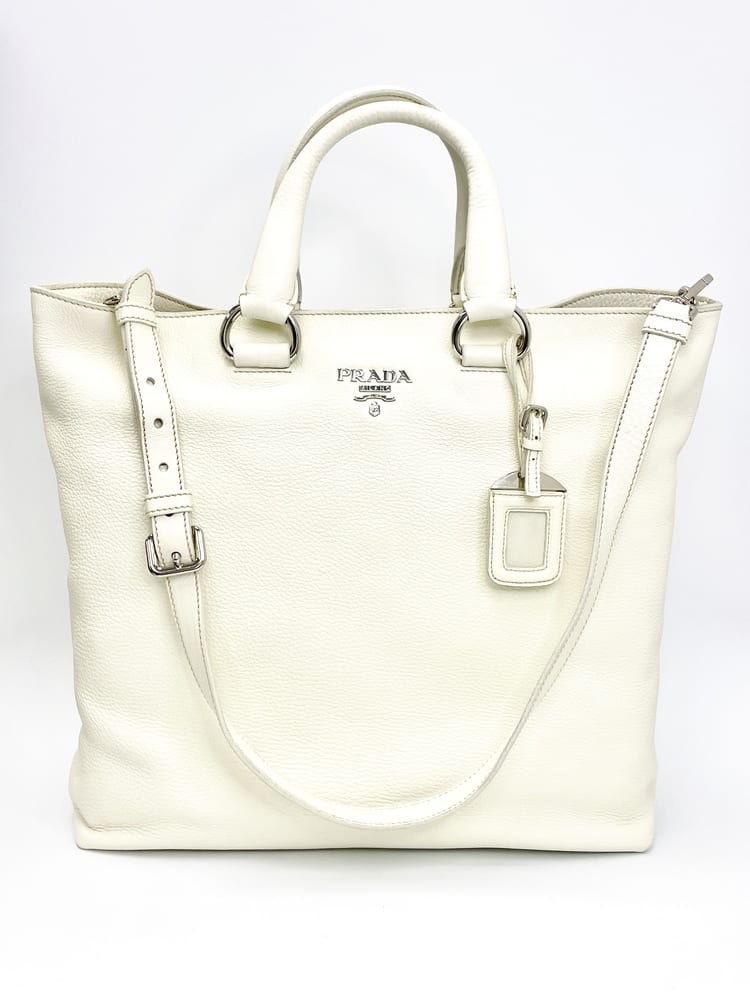 Prada Vitello Daino White Leather Bag 13