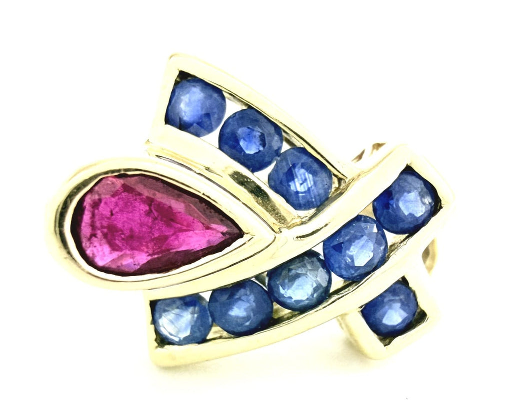 10K Gold Ruby & Tanzanite Ring Size 6 6
